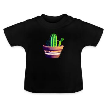 Kaktus Pflanze Botanik Artenvielfalt - Baby Bio-T-Shirt mit Rundhals - Schwarz - Vorne