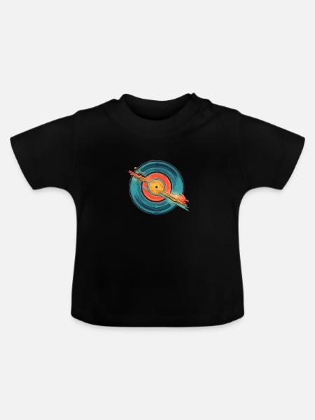 Retro Disc - Baby Bio-T-Shirt mit Rundhals - Schwarz