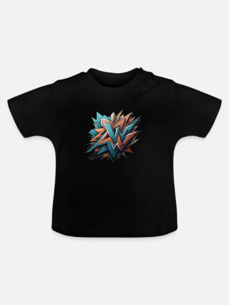 Graffiti Design - Baby Bio-T-Shirt mit Rundhals - Schwarz