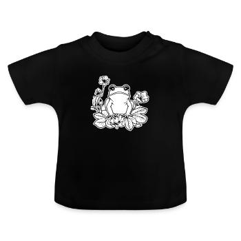 Frosch Amphibie Kröte - Baby Bio-T-Shirt mit Rundhals - Schwarz - Vorne