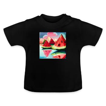 Melon Watermelon Mountain Watermelon Mountains - Baby Organic T-Shirt with Round Neck - black - Front