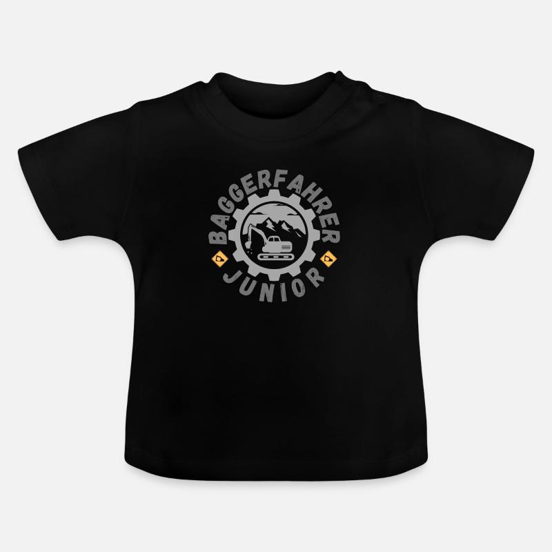 Baggerfahrer - Baby Bio-T-Shirt mit Rundhals - Schwarz