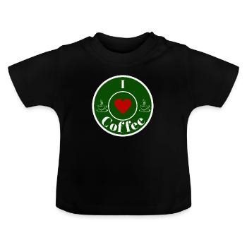 Ich liebe Kaffee - Baby Bio-T-Shirt mit Rundhals - Schwarz - Vorne