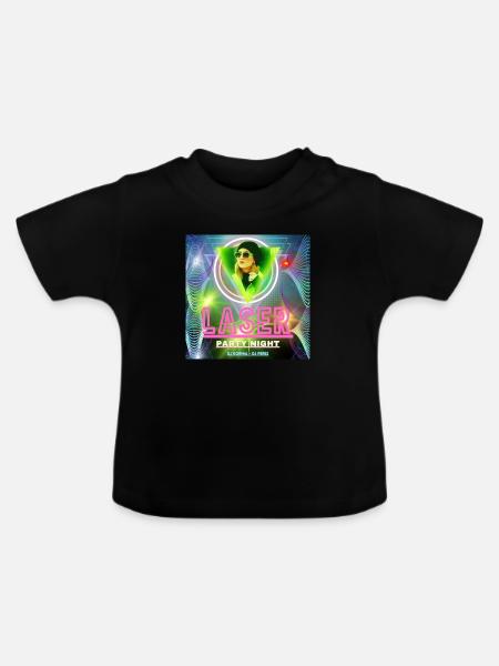 Laser Party Night - Baby Bio-T-Shirt mit Rundhals - Schwarz