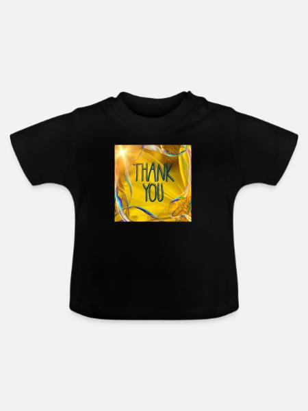 Thank you - Baby Bio-T-Shirt mit Rundhals - Schwarz