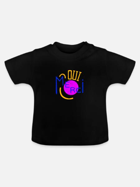 Oui Oui Merci - Baby Bio-T-Shirt mit Rundhals - Schwarz
