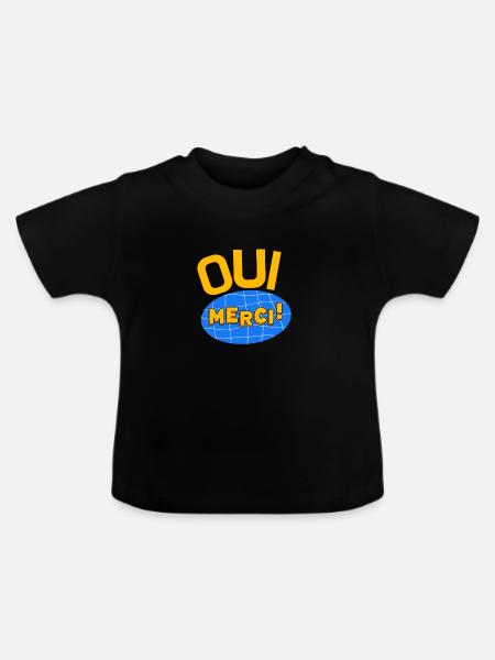 Oui Oui Merci - Baby Bio-T-Shirt mit Rundhals - Schwarz