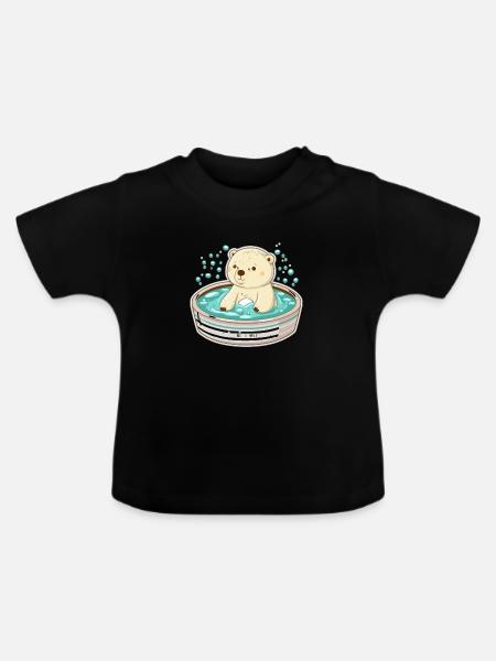 Entspannender Eisbär - Baby Bio-T-Shirt mit Rundhals - Schwarz