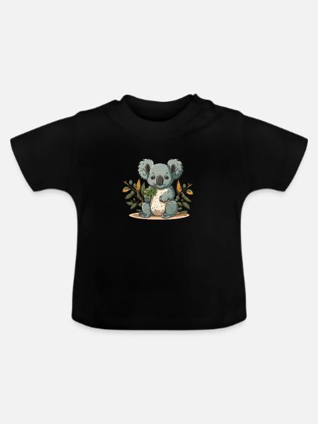 Eukalyptus-Leckerbissen - Baby Bio-T-Shirt mit Rundhals - Schwarz