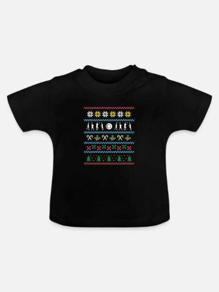 Sport X-Mas Christmas Ultimate Frisbee - Baby Bio-T-Shirt mit Rundhals - Schwarz