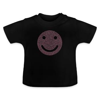 Emoji rire rose - T-shirt bio col rond Bébé - noir - Devant