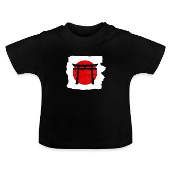 Schwarzes Torii-Tor auf der Roten Sonne: Symbolisch und markant - Baby Bio-T-Shirt mit Rundhals - Schwarz - Vorne