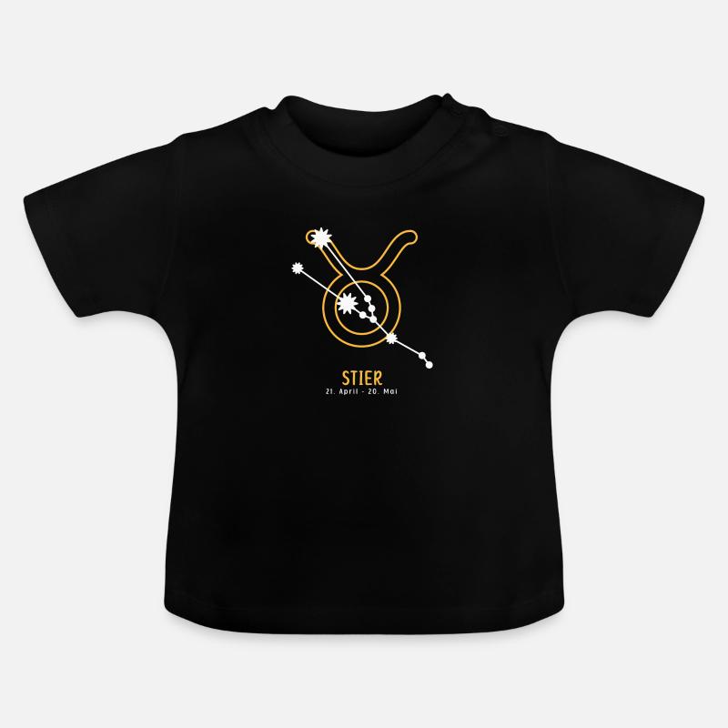 Sternzeichen Illustration Stier - Baby Bio-T-Shirt mit Rundhals - Schwarz
