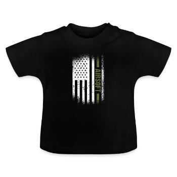 Sport Us Flag Airsoft - Baby Bio-T-Shirt mit Rundhals - Schwarz - Vorne