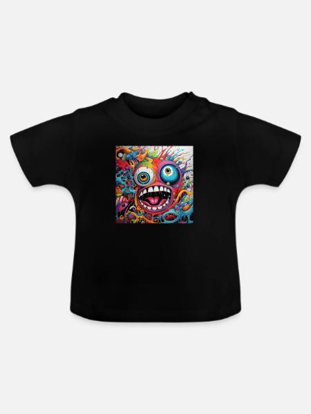 Monster Doodle 1 - Baby Bio-T-Shirt mit Rundhals - Schwarz