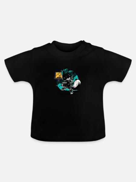 Stinktier-Streetball - Baby Bio-T-Shirt mit Rundhals - Schwarz
