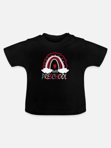 Hallo Vorschule Geschenk - Baby Bio-T-Shirt mit Rundhals - Schwarz