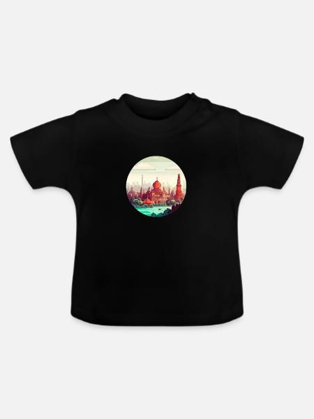 Stadt Delhi - Baby Bio-T-Shirt mit Rundhals - Schwarz