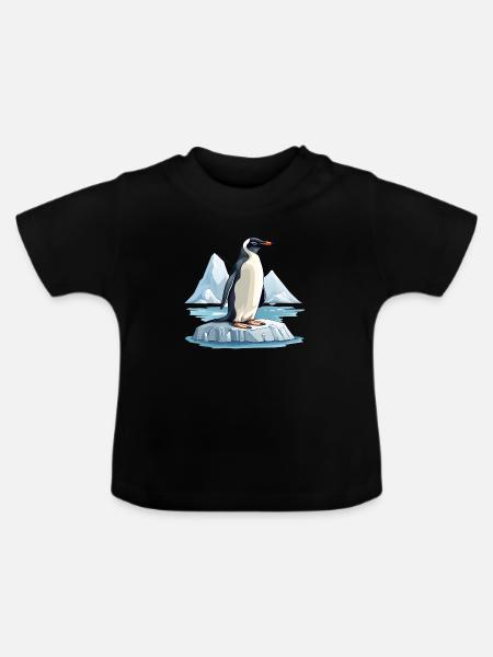 Pinguine sind bedroht - Baby Bio-T-Shirt mit Rundhals - Schwarz