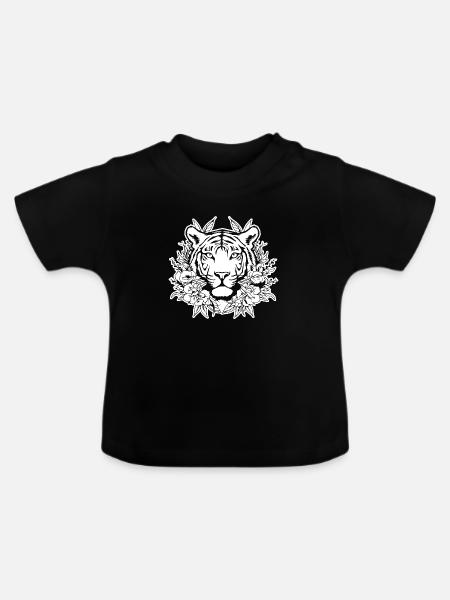 Tiger Raubkatze - Baby Bio-T-Shirt mit Rundhals - Schwarz