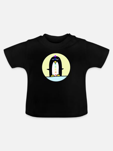 spiritueller Pinguin - Baby Bio-T-Shirt mit Rundhals - Schwarz