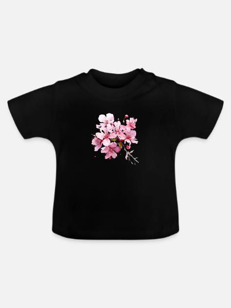 Blume - Baby Bio-T-Shirt mit Rundhals - Schwarz