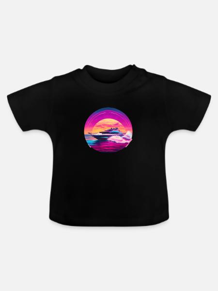 Wunderschönes Speedboot Design - Baby Bio-T-Shirt mit Rundhals - Schwarz