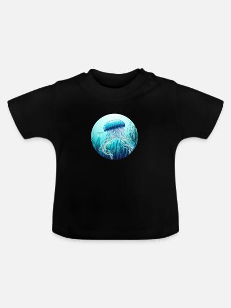 Qualle - Baby Bio-T-Shirt mit Rundhals - Schwarz