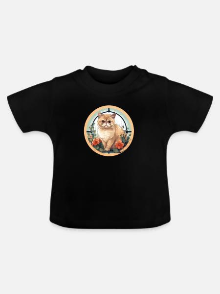 Exotische Kurzhaarkatze - Baby Bio-T-Shirt mit Rundhals - Schwarz