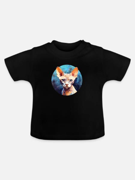 Devon Rex Katze - Baby Bio-T-Shirt mit Rundhals - Schwarz