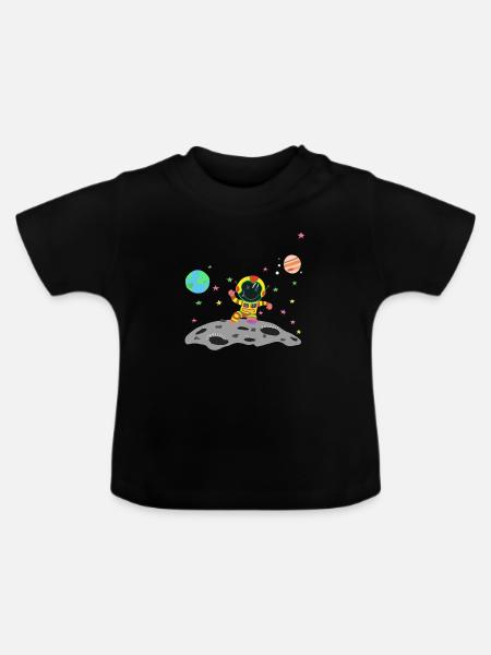 Gelber und roter Astronaut - Baby Bio-T-Shirt mit Rundhals - Schwarz