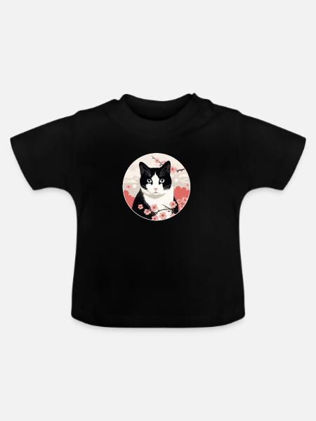 Japanese Bobtail Katze - Baby Bio-T-Shirt mit Rundhals - Schwarz
