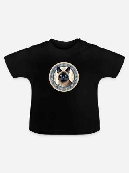 Siamkatze - Baby Bio-T-Shirt mit Rundhals - Schwarz