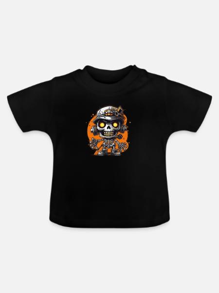 Cooles Chibi-Skelett - Baby Bio-T-Shirt mit Rundhals - Schwarz