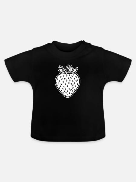 Erdbeere Obst Frucht - Baby Bio-T-Shirt mit Rundhals - Schwarz