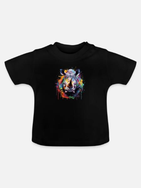 das bunte Rhino - Baby Bio-T-Shirt mit Rundhals - Schwarz