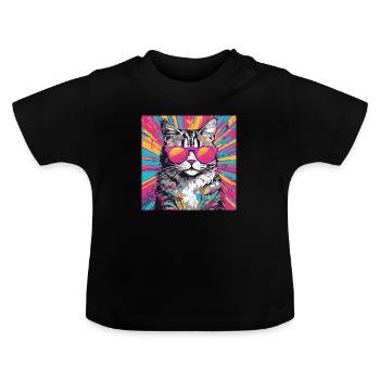 Neon Kat - Baby biologisch T-shirt met ronde hals - zwart - Voor