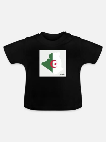 Algerien Flagge, Map - Baby Bio-T-Shirt mit Rundhals - Schwarz