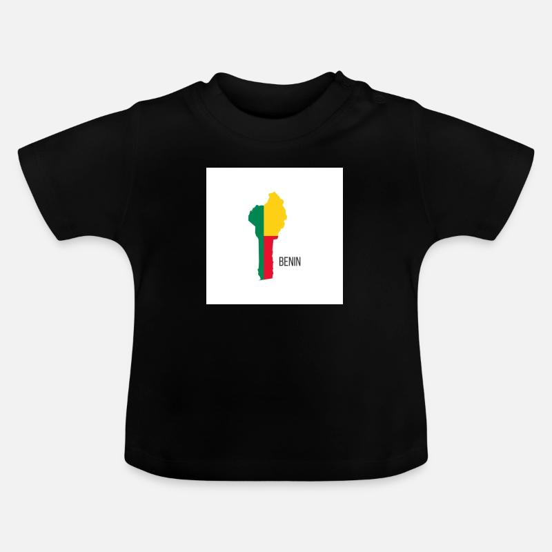 Drapeau du Bénin, Carte - T-shirt bio col rond Bébé - noir