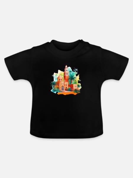 Marrakesch ist eine Sinnesreise - Baby Bio-T-Shirt mit Rundhals - Schwarz