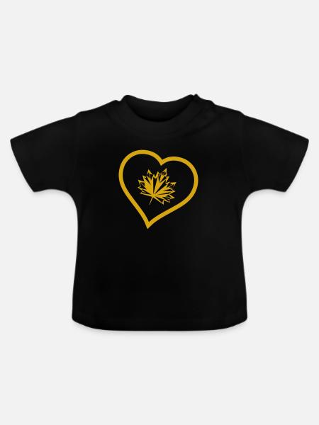 herbst blatt - Baby Bio-T-Shirt mit Rundhals - Schwarz