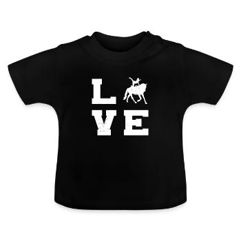 Exercices d’équilibre, acrobaties à cheval - T-shirt bio col rond Bébé - noir - Devant