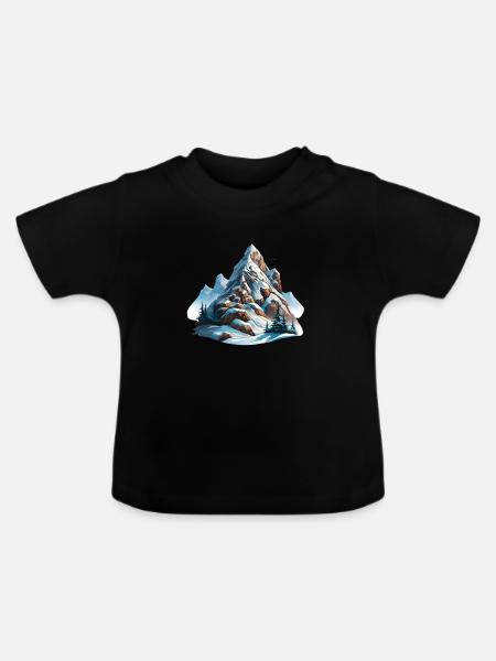 Auf dem Gipfelgrat - Baby Bio-T-Shirt mit Rundhals - Schwarz