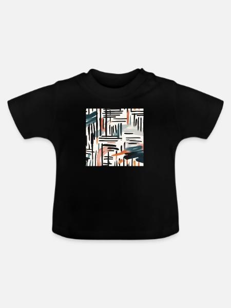 modernes Pinseldesign - Baby Bio-T-Shirt mit Rundhals - Schwarz