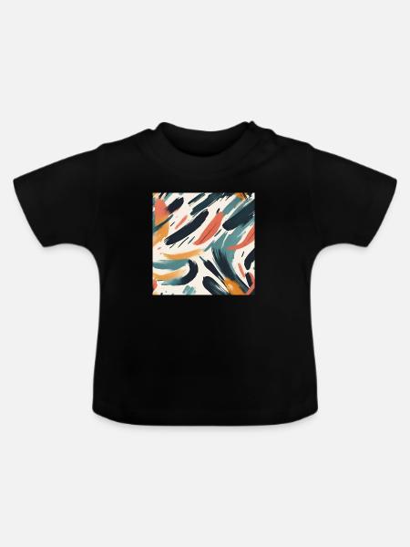 modernes Pinselstrichdesign - Baby Bio-T-Shirt mit Rundhals - Schwarz