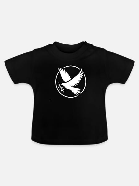 Friedenstaube - Baby Bio-T-Shirt mit Rundhals - Schwarz