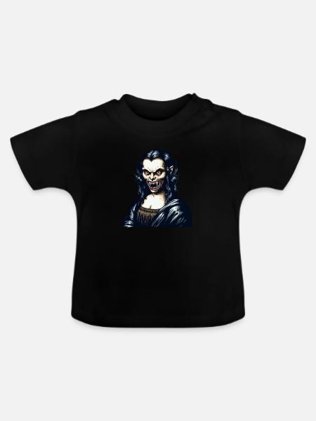 Mona Lisa goes Vamp - Baby Bio-T-Shirt mit Rundhals - Schwarz