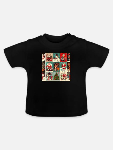 Weihnachtlicher Rahmen - Baby Bio-T-Shirt mit Rundhals - Schwarz