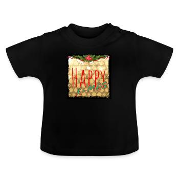Frohe Weihnachten mit Davidstern Design - Baby Bio-T-Shirt mit Rundhals - Schwarz - Vorne