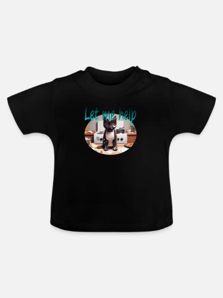 Kitchen Cat - Baby Bio-T-Shirt mit Rundhals - Schwarz